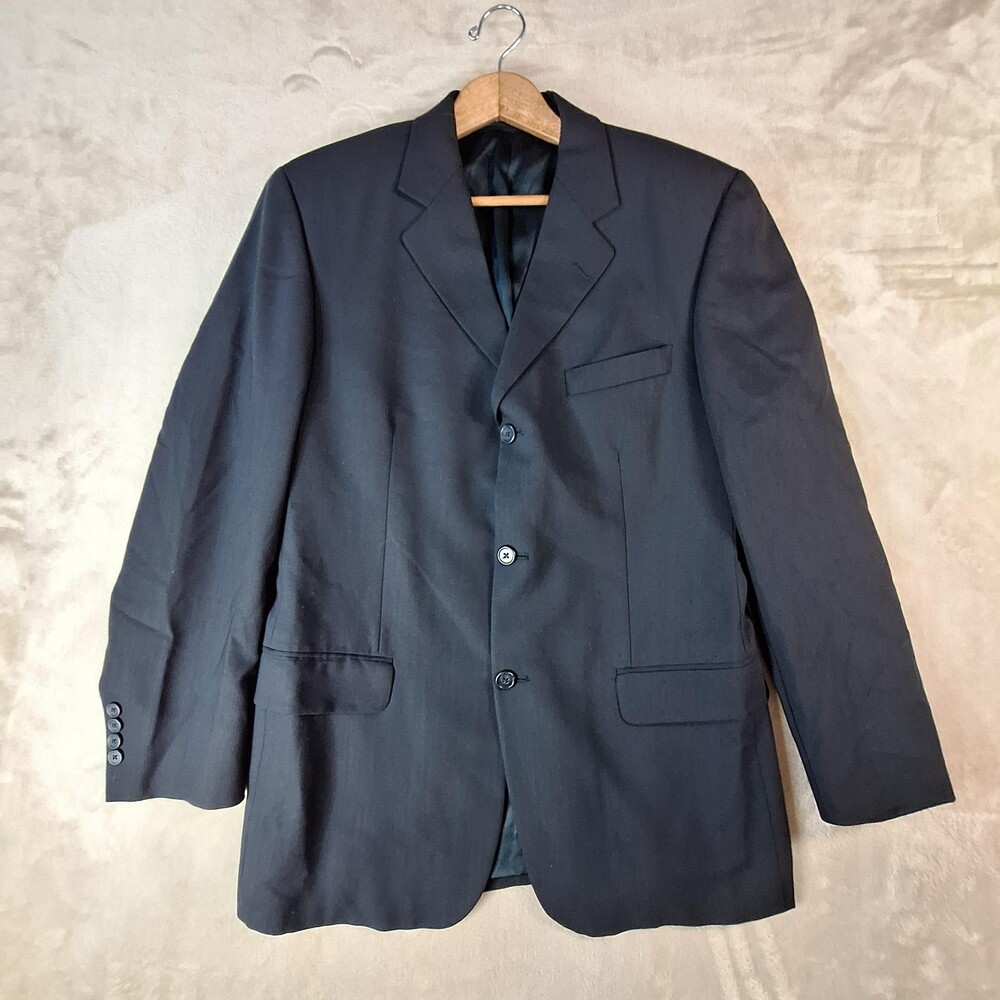Joseph & Feiss Suit Jacket Mens 40R Blue Wool Ventless 3 Button Formal
